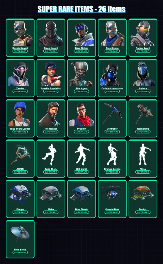 [PS4/PS5/XBOX/PC] | Royale Knight | Black Knight | Blue Striker | Blue Squire | Rogue Agent | 92 skin | 90 pickaxe | 88 emote | 92 glider | Lv1344 — Fortnite account