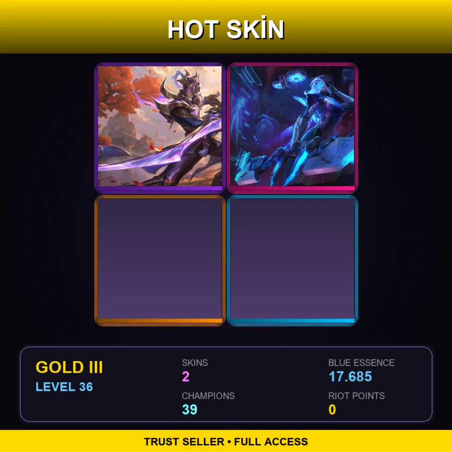 EUW | Lv36 | Gold III | 2 Skin | 39 Champ — LoL account