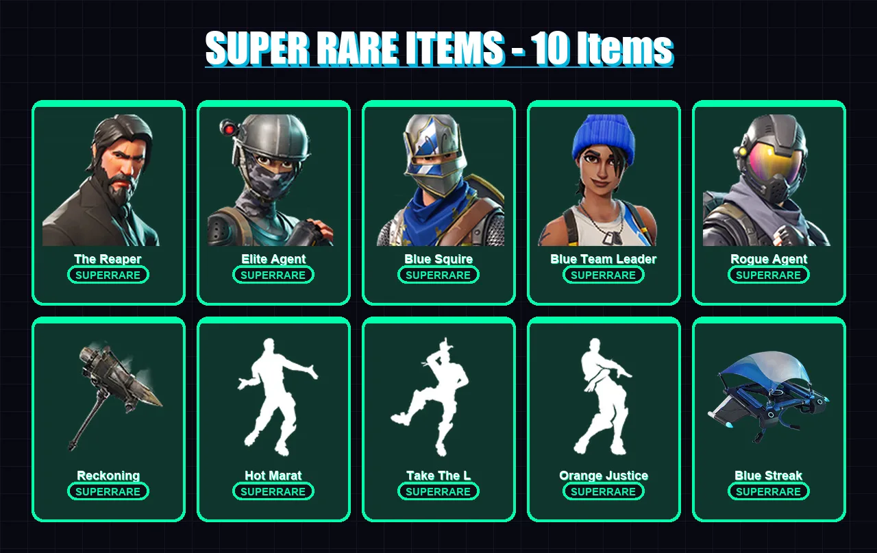 [PC/XBOX/PSN] | The Reaper | Elite Agent | Blue Squire | Blue Team Leader | Rogue Agent | 40 skin | 36 pickaxe | 48 emote | 45 glider | Lv664