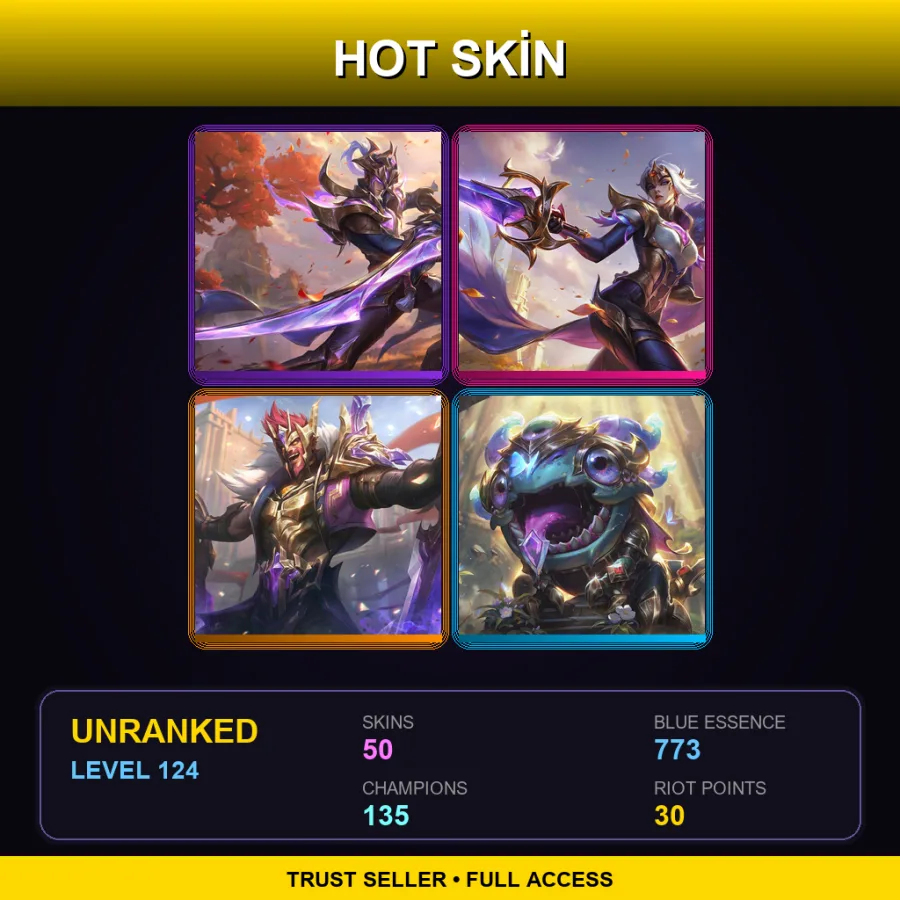 TR | Lv124 | Unranked | 50 Skin | 135 Champ — LoL account