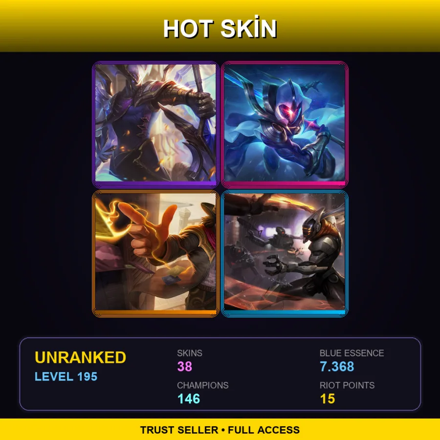 EUNE | Lv195 | Unranked | 38 Skin | 146 Champ