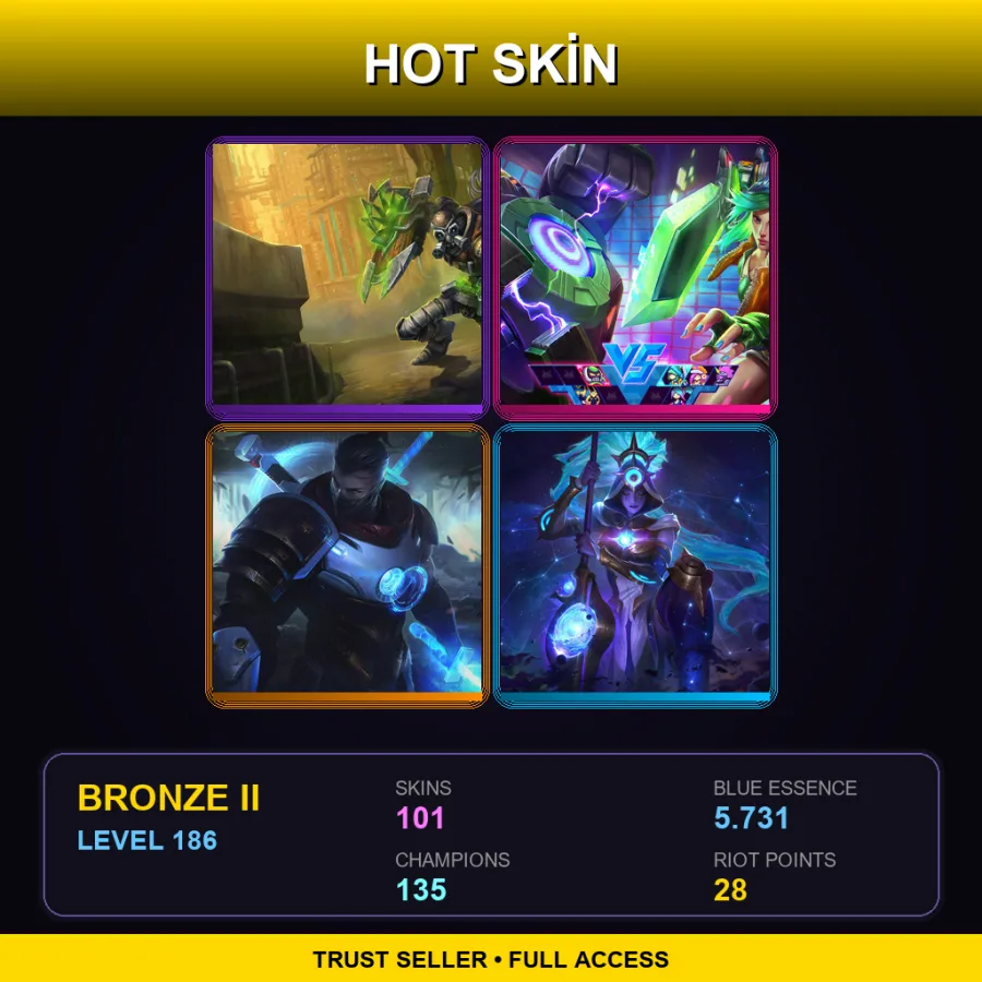 EUW | Lv186 | Bronze II | 101 Skin | 135 Champ