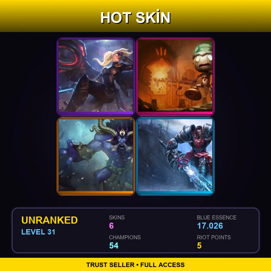 EUNE | Lv31 | Unranked | 6 Skin | 54 Champ — LoL account