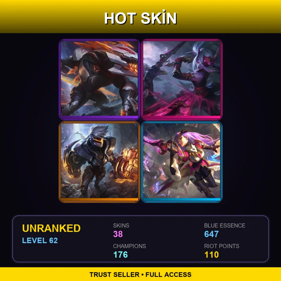 VN | Lv62 | Unranked | 38 Skin | 176 Champ — Battle Queen Diana