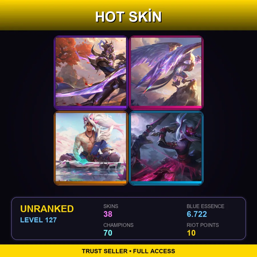 TW | Lv127 | Unranked | 38 Skin | 70 Champ — Unranked / Smurf League of Legends