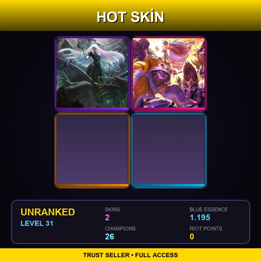 EUNE | Lv31 | Unranked | 2 Skin | 26 Champ — LoL account