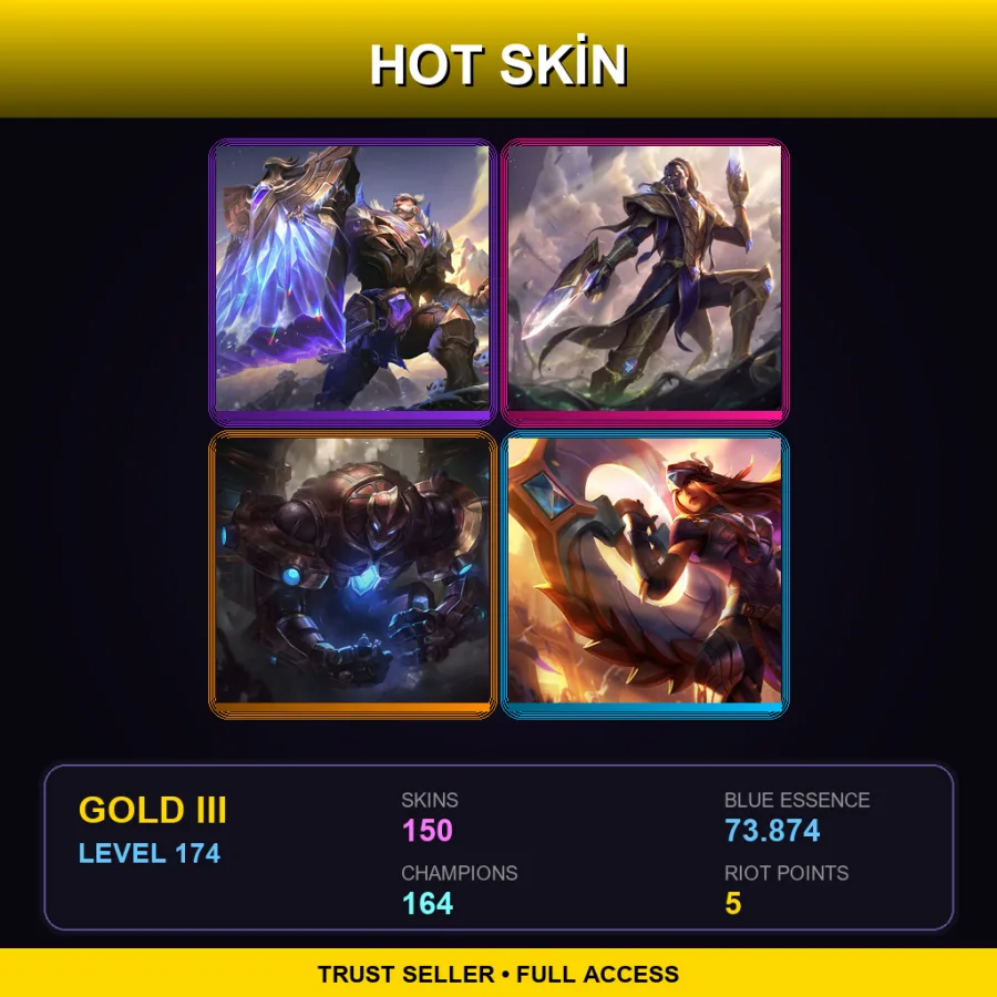 VN | Lv174 | Gold III | 150 Skin | 164 Champ
