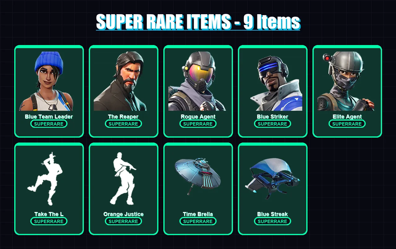[PC/XBOX/PSN] | Blue Team Leader | The Reaper | Rogue Agent | Blue Striker | Elite Agent | 27 skin | 29 pickaxe | 29 emote | 33 glider | Lv434 — Fortnite account