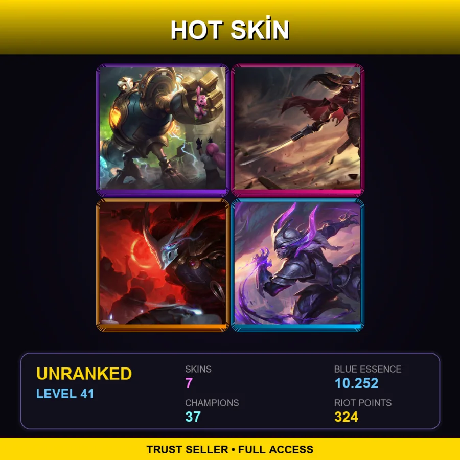 OCE | Lv41 | Unranked | 7 Skin | 37 Champ — LoL account