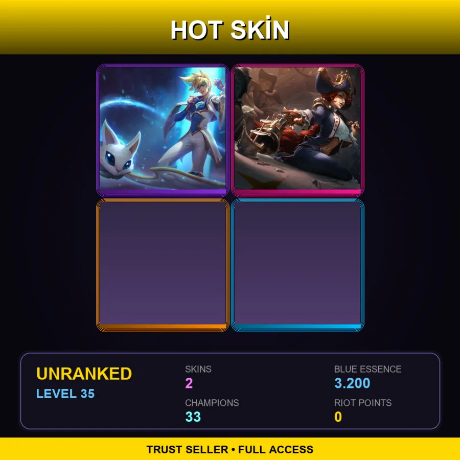 LAN | Lv35 | Unranked | 2 Skin | 33 Champ — LoL account