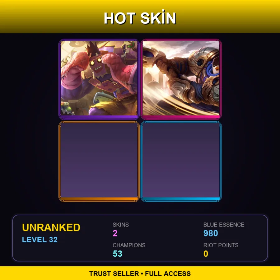 SG | Lv32 | Unranked | 2 Skin | 53 Champ — LoL account