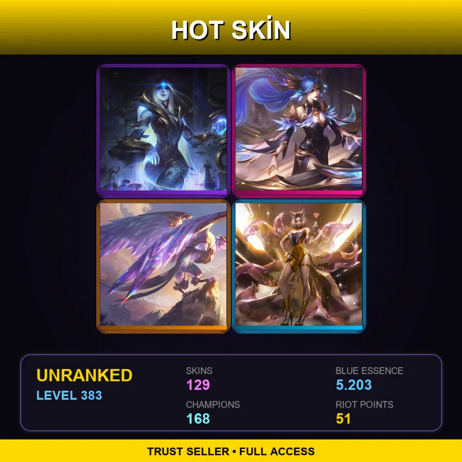 TW | Lv383 | Unranked | 129 Skin | 168 Champ