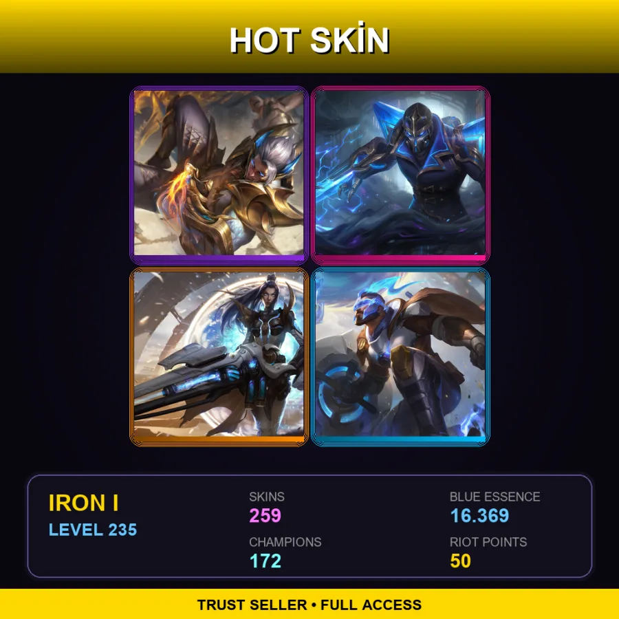 EUW | Lv235 | Iron I | 259 Skin | 172 Champ