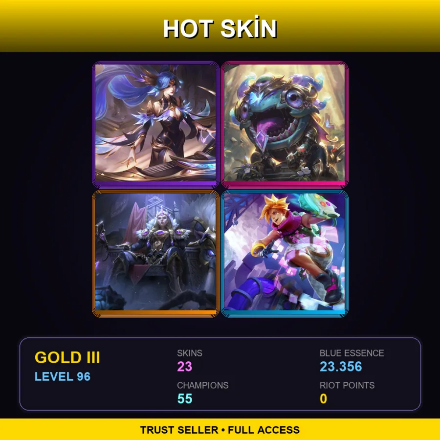 LAS | Victorious Sona | Victorious Kog'Maw | Victorious Sejuani | Arcade Ezreal | 23 Skin | 55 Champ | Gold III | Lv96