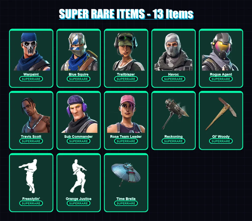[PC/PSN] | Warpaint | Blue Squire | Trailblazer | Havoc | Rogue Agent | 79 skin | 77 pickaxe | 82 emote | 73 glider | Lv878