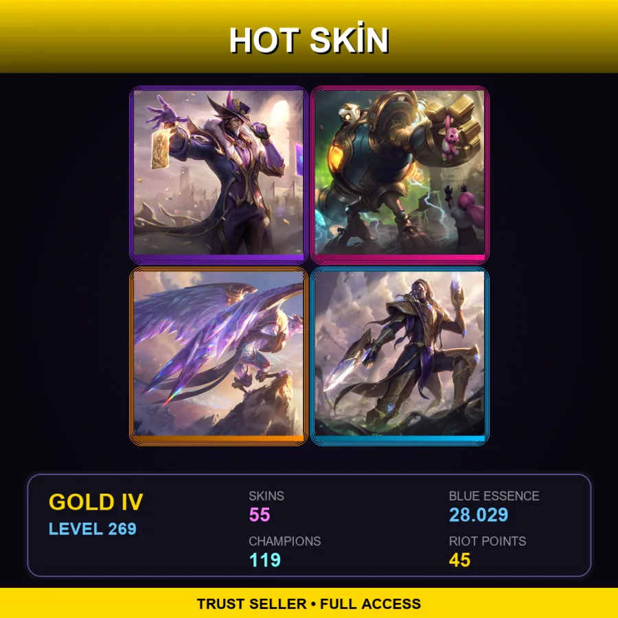 LAS | Lv269 | Gold IV | 55 Skin | 119 Champ — Empyrean Zed