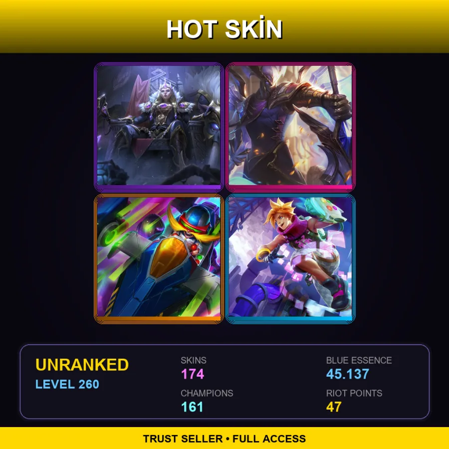 SG | Lv260 | Unranked | 174 Skin | 161 Champ