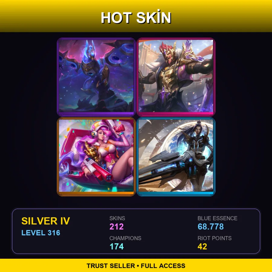 NA | Lv316 | Silver IV | 212 Skin | 174 Champ