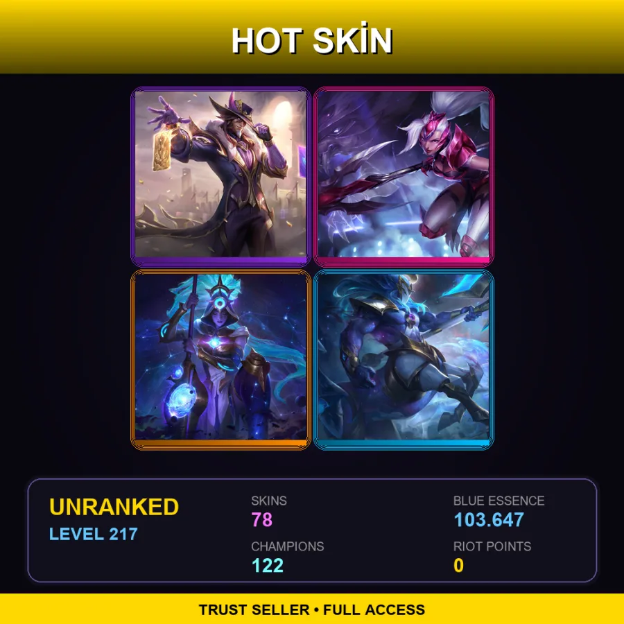 EUNE | Lv217 | Unranked | 78 Skin | 122 Champ — Unranked / Smurf League of Legends