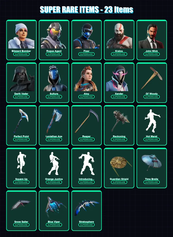[PC/XBOX/PSN] | Blizzard Bomber | Rogue Agent | Fixer | Kratos | John Wick | 344 skin | 332 pickaxe | 187 emote | 186 glider | Lv3691