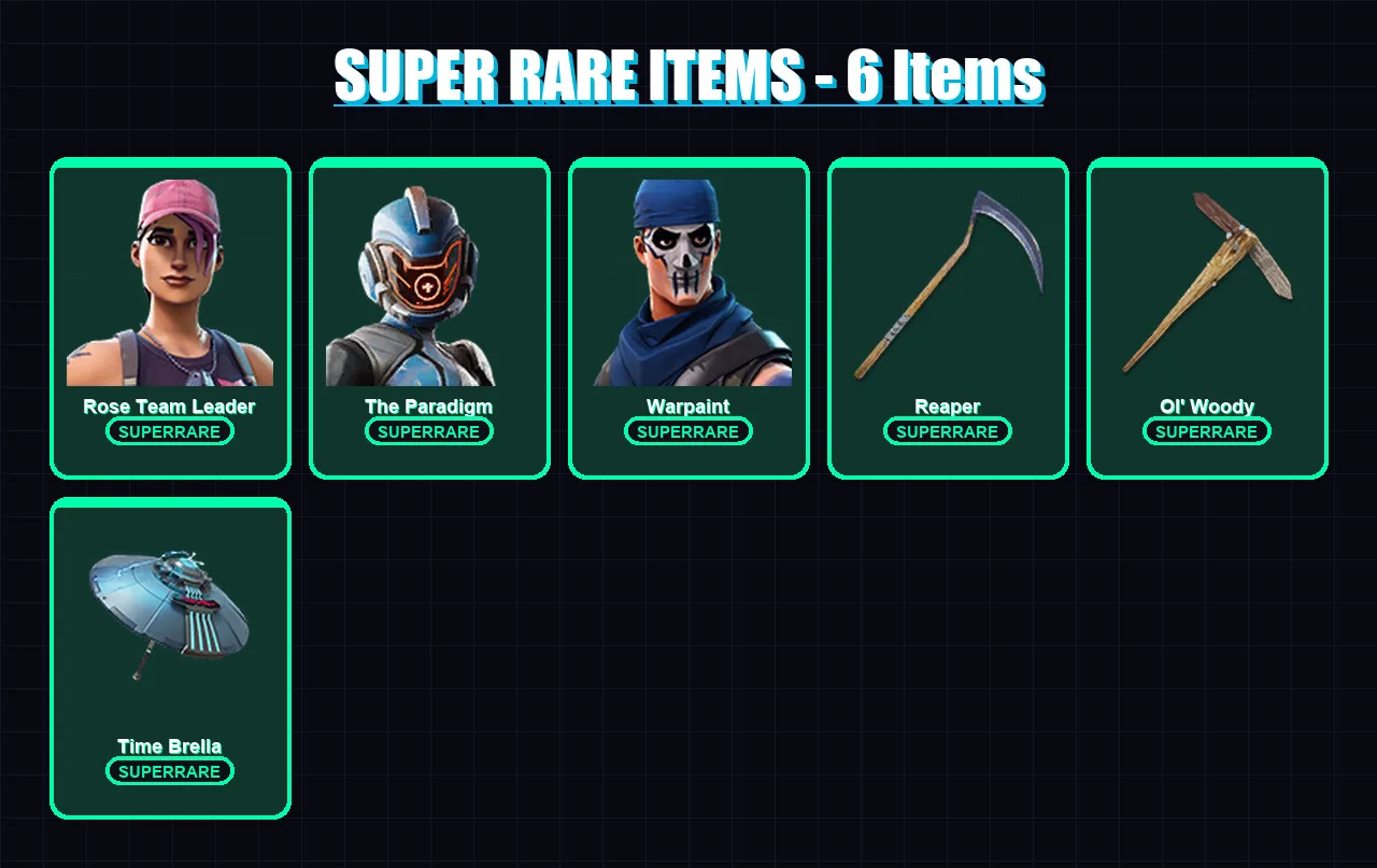[PC/PSN] | Rose Team Leader | The Paradigm | Warpaint | Mandalorian | Predator | 102 skin | 115 pickaxe | 90 emote | 102 glider | Lv1490 — Fortnite account
