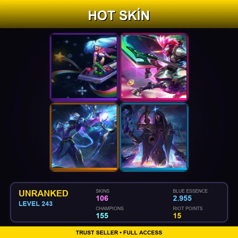 EUNE | Lv243 | Unranked | 106 Skin | 155 Champ — Woad King Darius