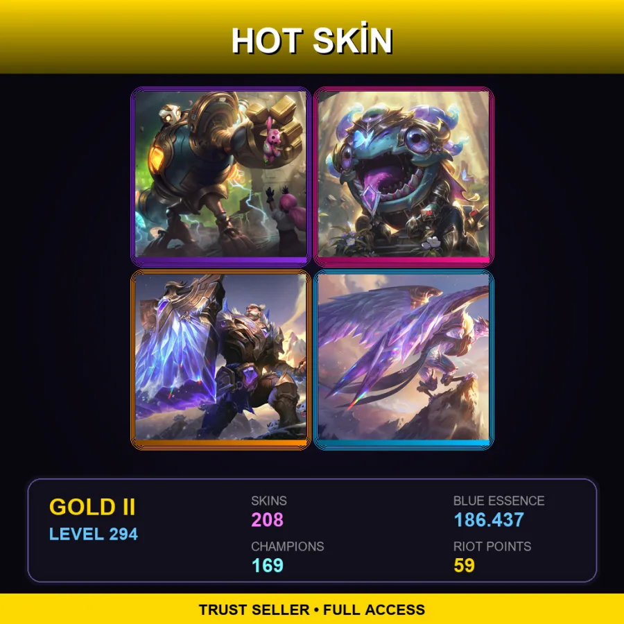 EUNE | Lv294 | Gold II | 208 Skin | 169 Champ