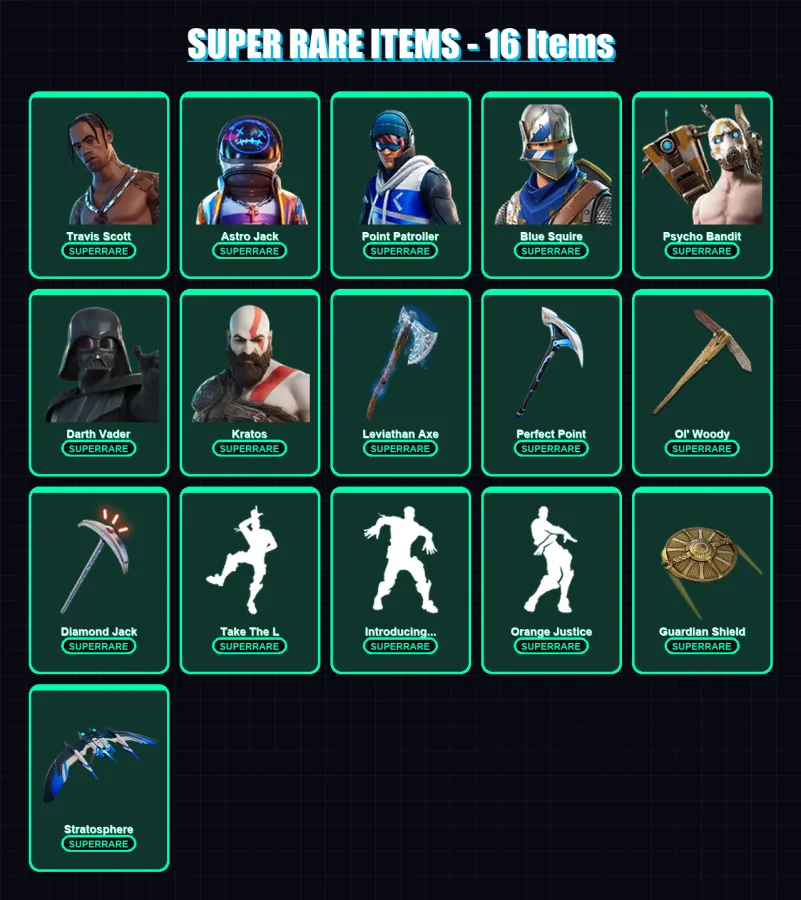 [PC] | Travis Scott | Astro Jack | Point Patroller | Blue Squire | Psycho Bandit | 217 skin | 206 pickaxe | 134 emote | 142 glider | Lv1592 — Game account