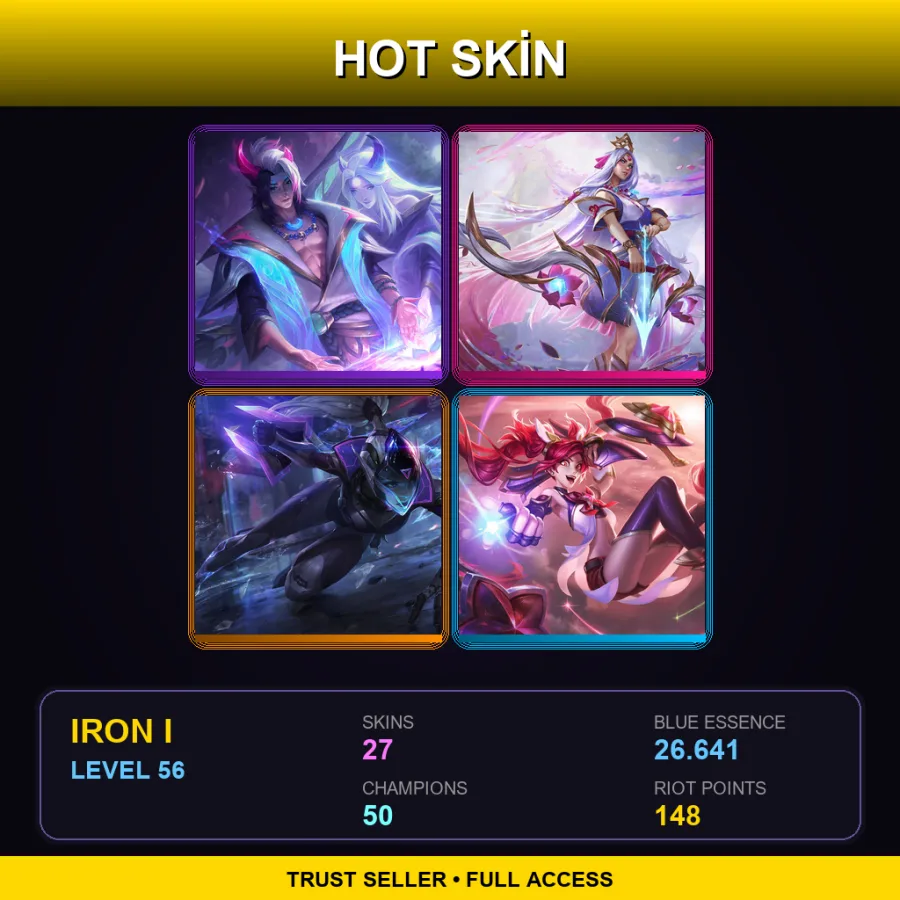EUW | Lv56 | Iron I | 27 Skin | 50 Champ — LoL account