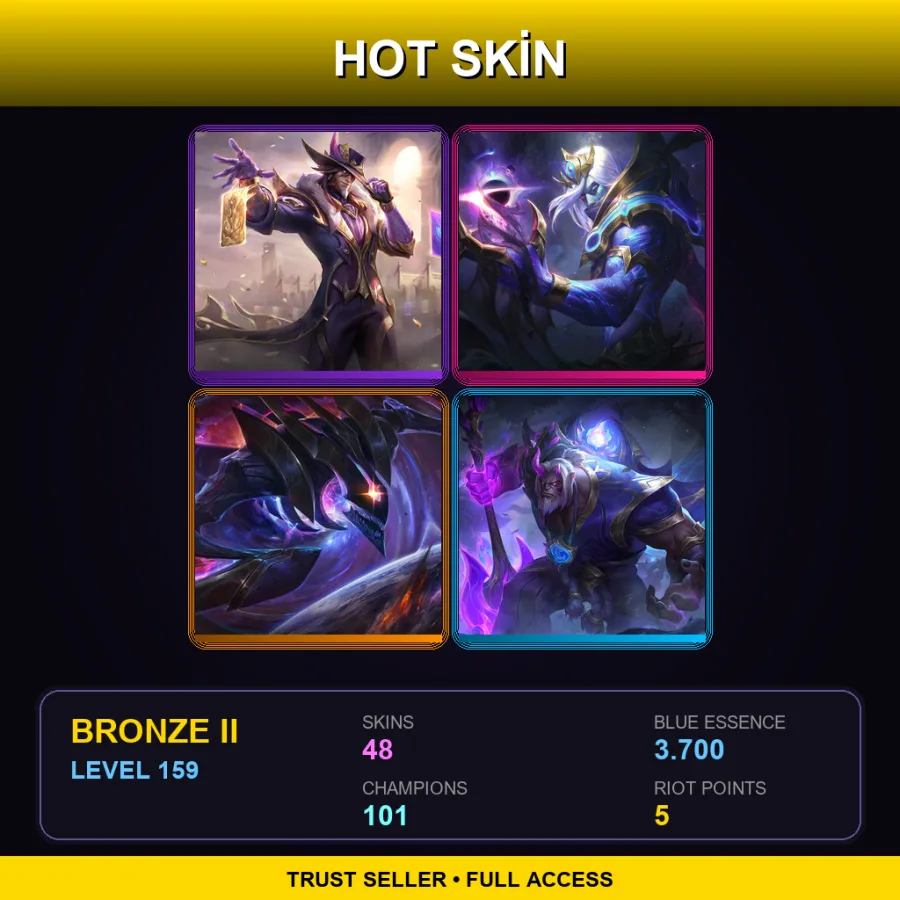 EUNE | Lv159 | Bronze II | 48 Skin | 101 Champ