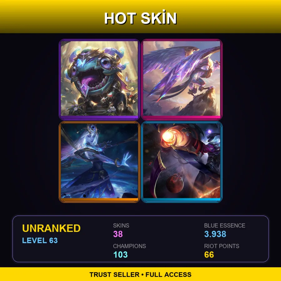 VN | Lv63 | Unranked | 38 Skin | 103 Champ — LoL account