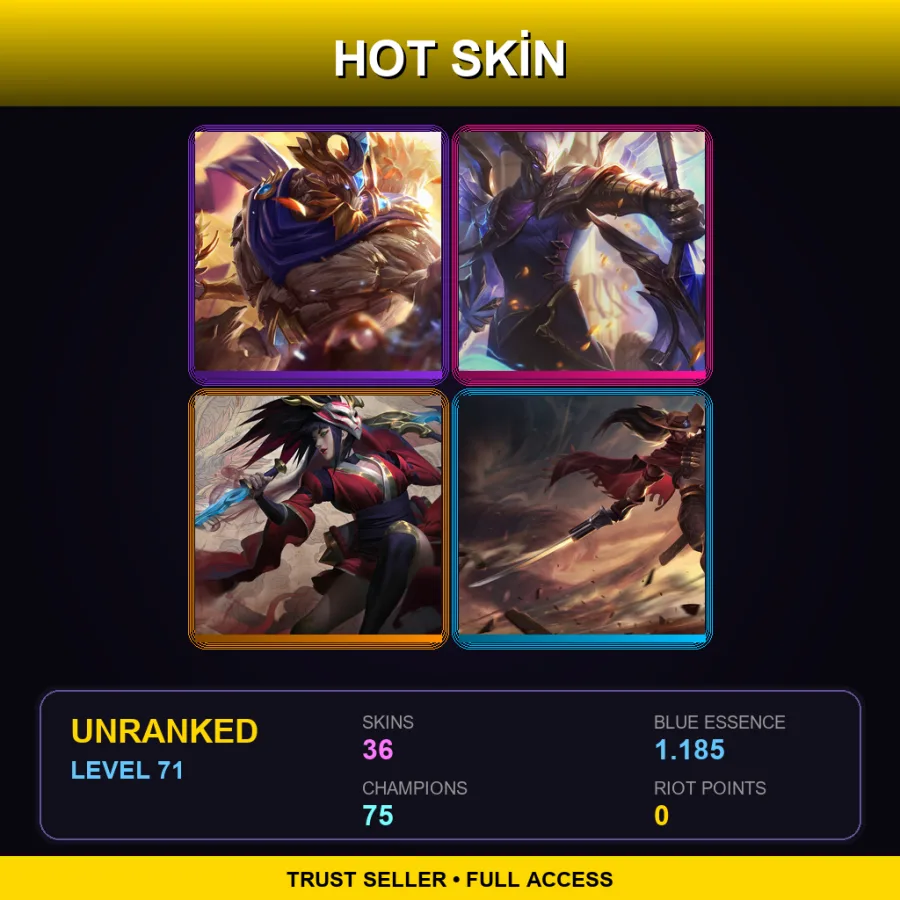 SG | Lv71 | Unranked | 36 Skin | 75 Champ — Deep One Kassadin