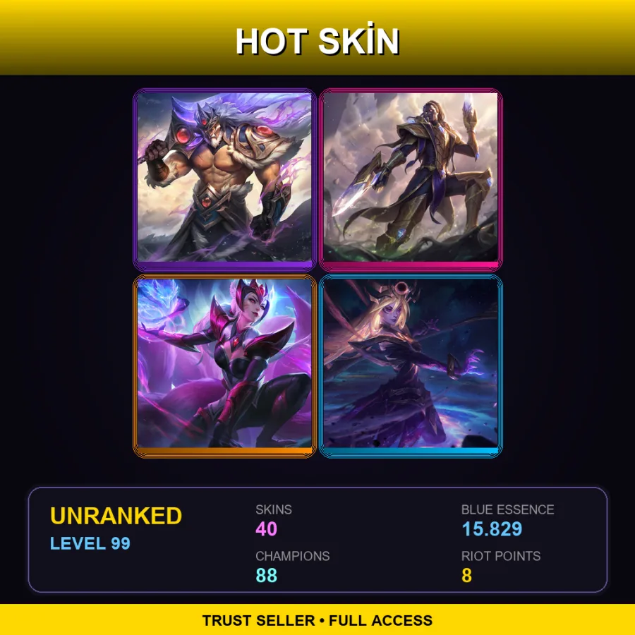 EUNE | Lv99 | Unranked | 40 Skin | 88 Champ — LoL account