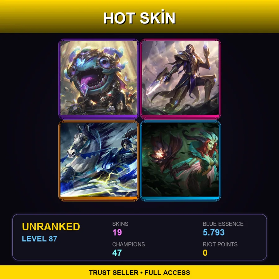EUW | Lv87 | Unranked | 19 Skin | 47 Champ — LoL account
