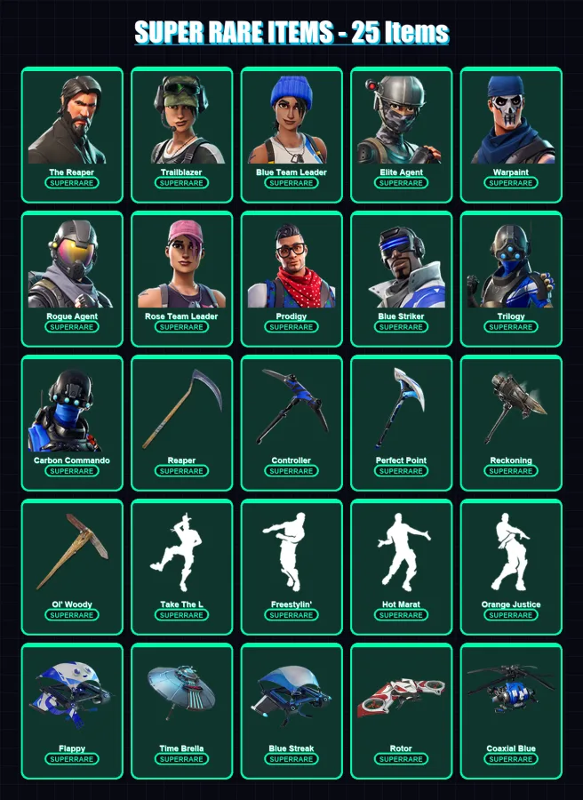 [PC/XBOX/PSN] | Double Helix | The Reaper | Trailblazer | Omega | Blue Team Leader | 114 skin | 123 pickaxe | 90 emote | 106 glider | Lv1295