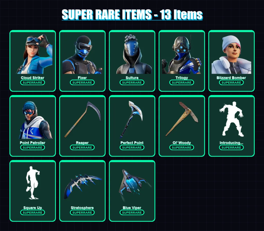 [PC/XBOX/PSN] | Cloud Striker | Fixer | Sultura | Trilogy | Blizzard Bomber | 78 skin | 87 pickaxe | 72 emote | 83 glider | Lv1270