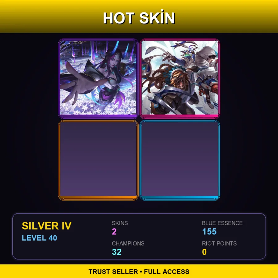 SG | Lv40 | Silver IV | 2 Skin | 32 Champ — LoL account