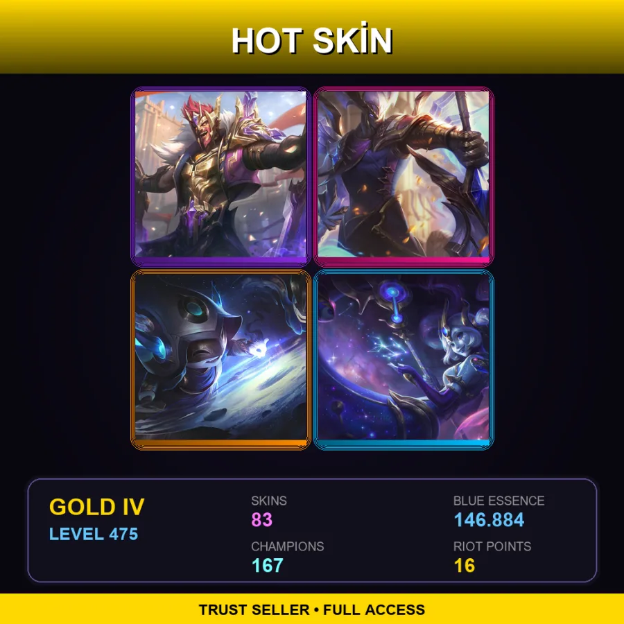 EUW | Lv475 | Gold IV | 83 Skin | 167 Champ