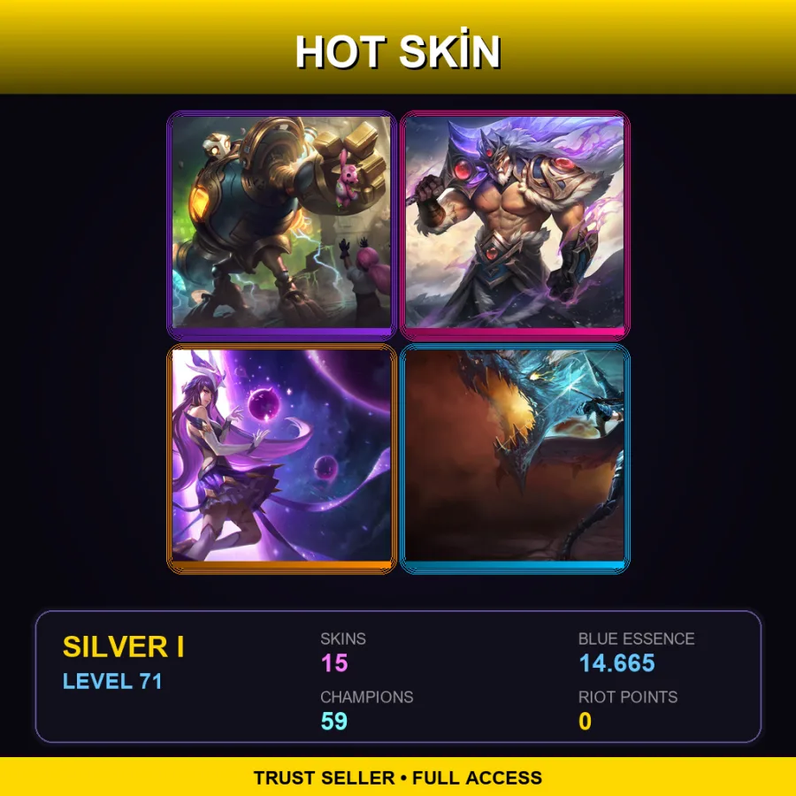 EUW | Lv71 | Silver I | 15 Skin | 59 Champ