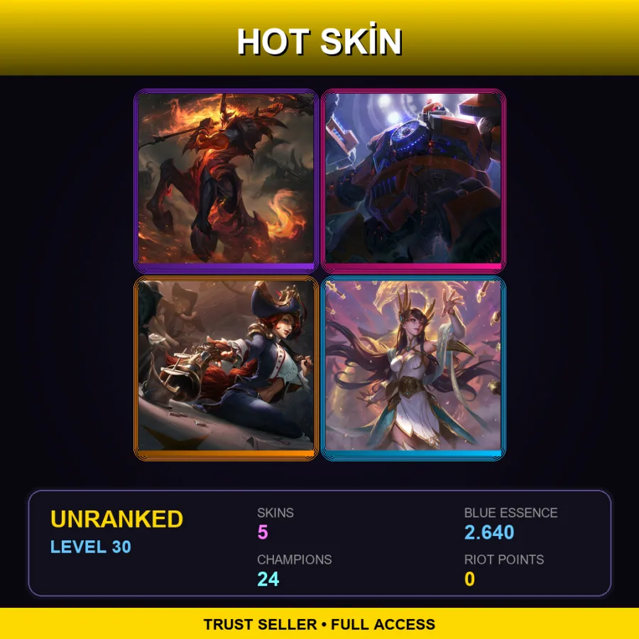 EUNE | Lv30 | Unranked | 5 Skin | 24 Champ