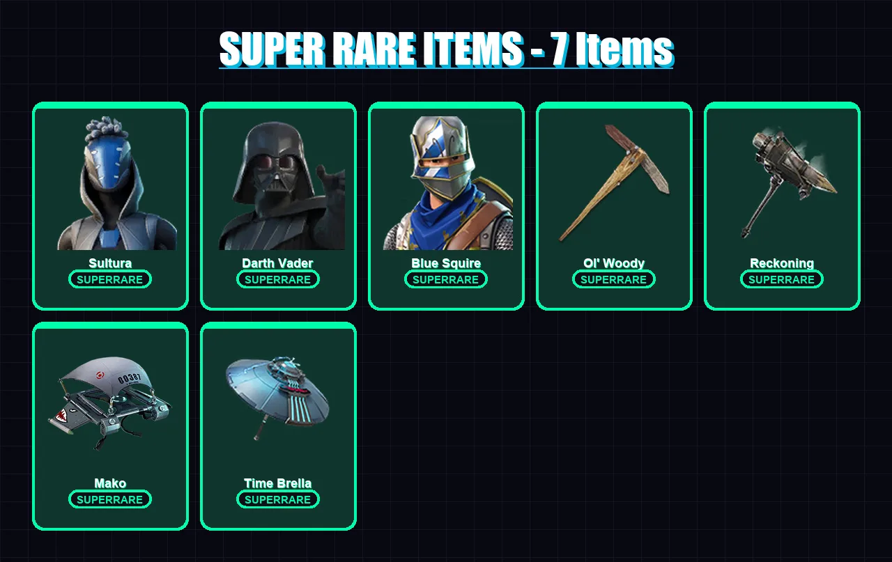 [PC] | Sultura | Darth Vader | Blue Squire | Leviathan | Ronin | 175 skin | 194 pickaxe | 117 emote | 142 glider | Lv2195