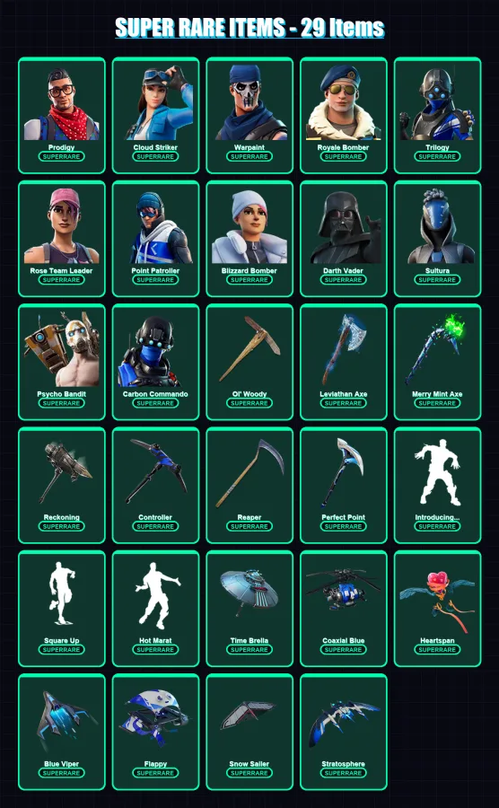 [PS4/PS5/XBOX/PC] | Prodigy | Cloud Striker | Warpaint | Royale Bomber | Trilogy | 392 skin | 373 pickaxe | 338 emote | 253 glider | Lv4222 — Fortnite account
