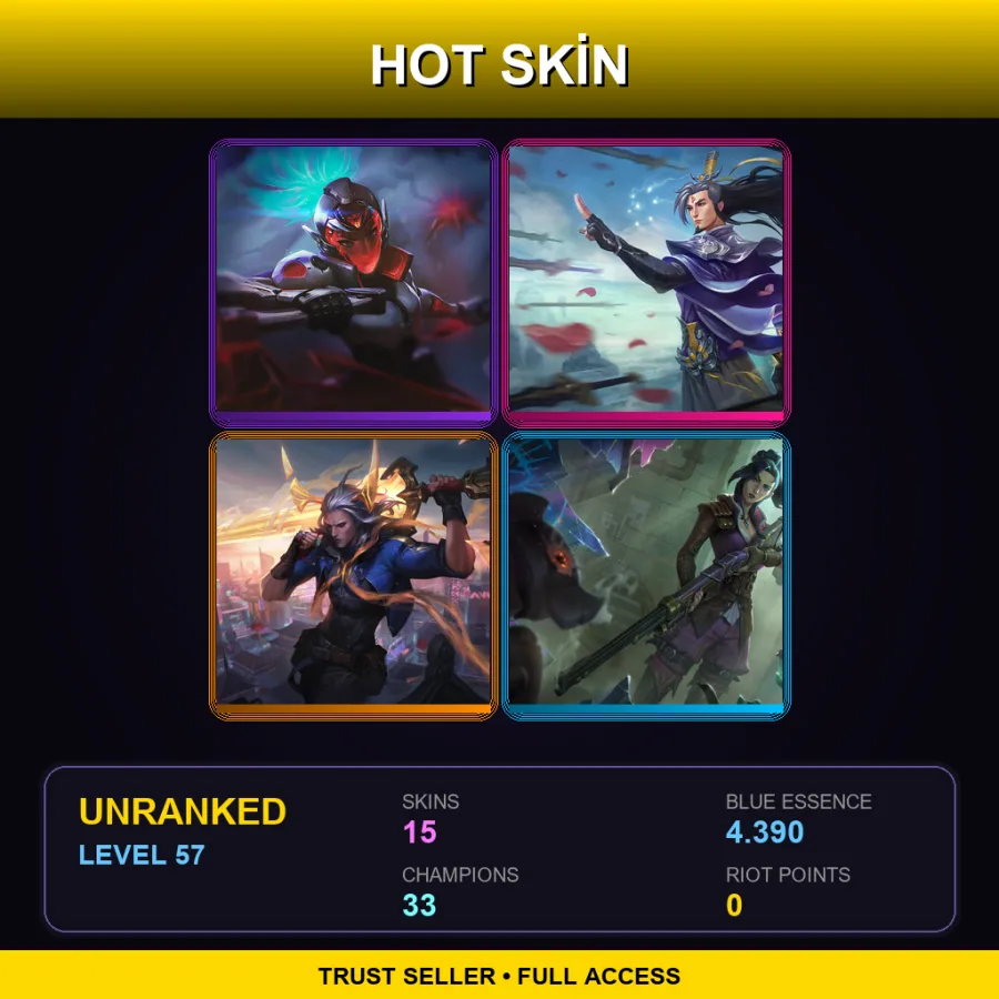 LAS | Lv57 | Unranked | 15 Skin | 33 Champ — LoL account