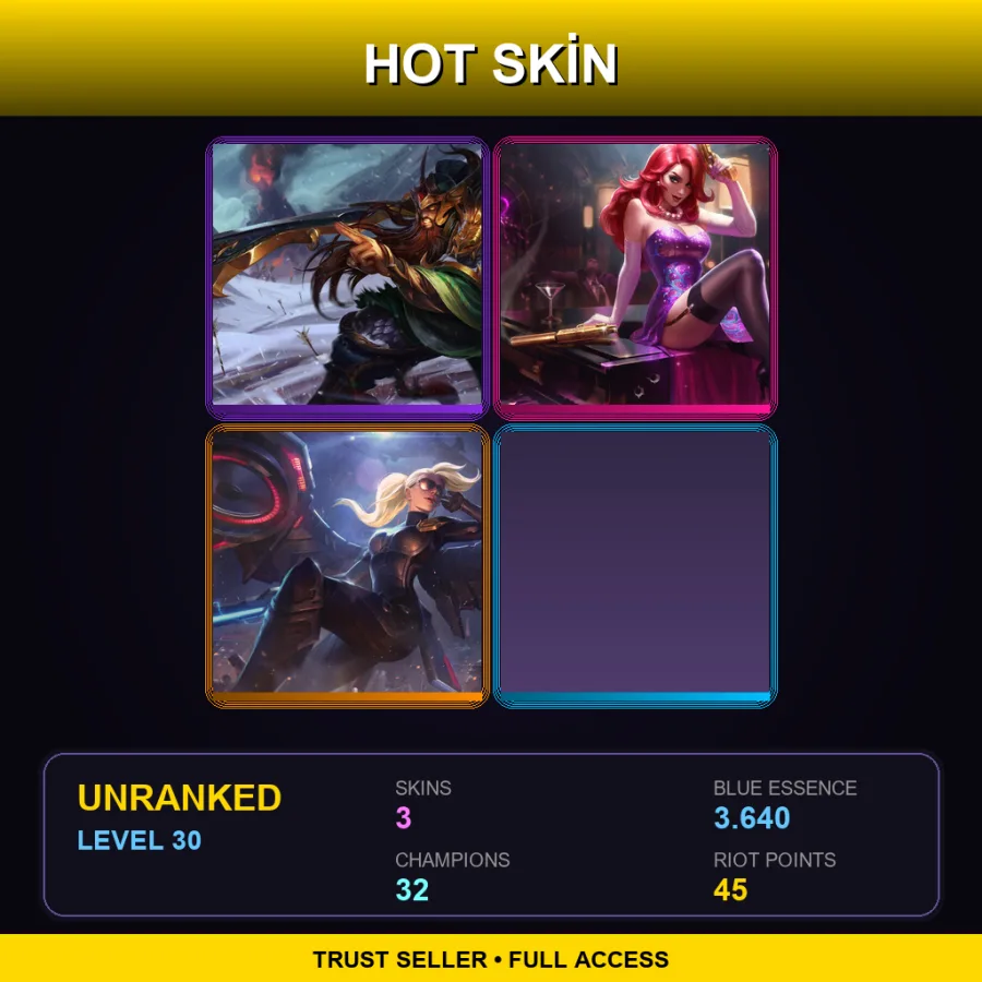 NA | Lv30 | Unranked | 3 Skin | 32 Champ