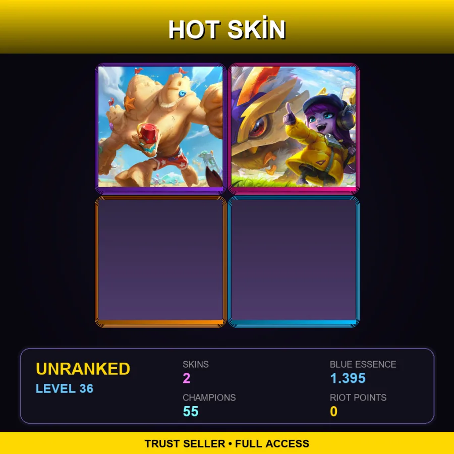 EUW | Lv36 | Unranked | 2 Skin | 55 Champ