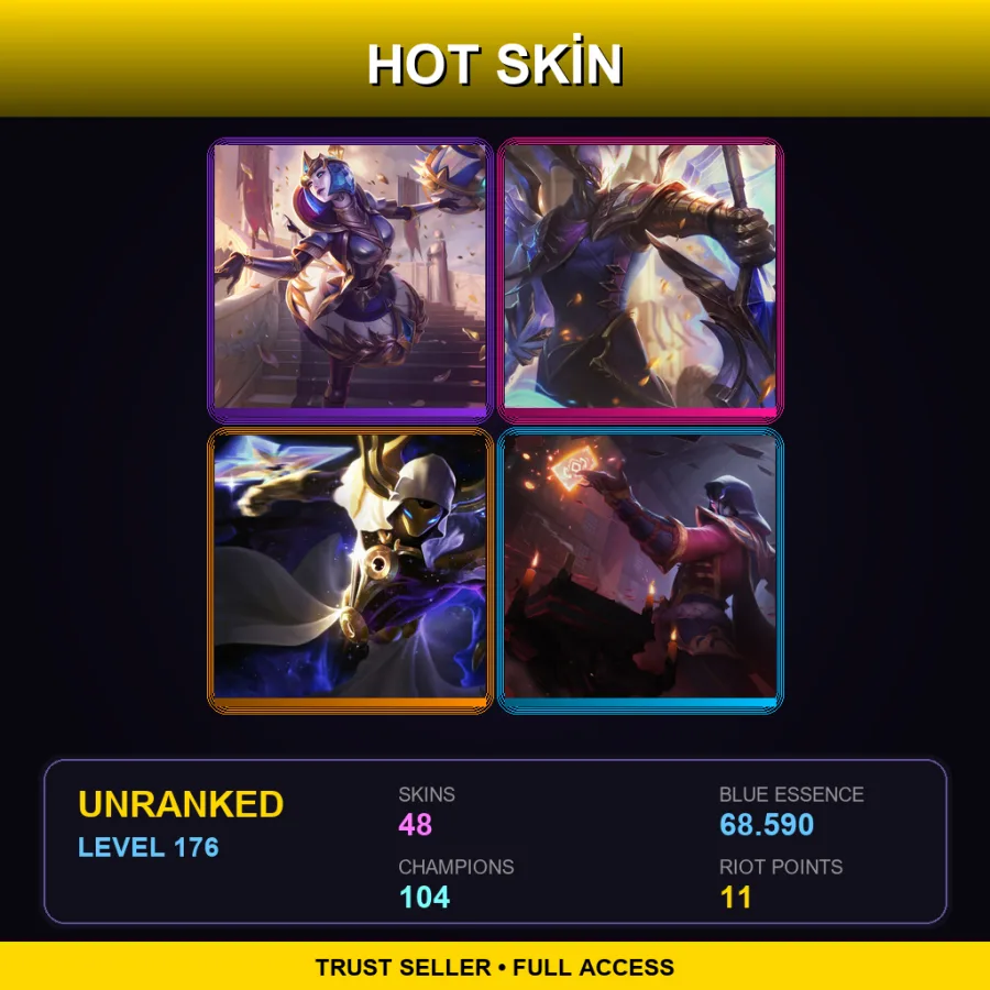 EUNE | Lv176 | Unranked | 48 Skin | 104 Champ