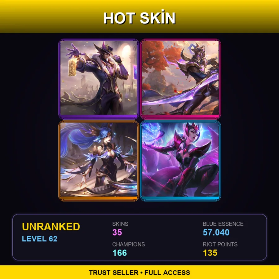 VN | Lv62 | Unranked | 35 Skin | 166 Champ — Skt T1 Lee Sin