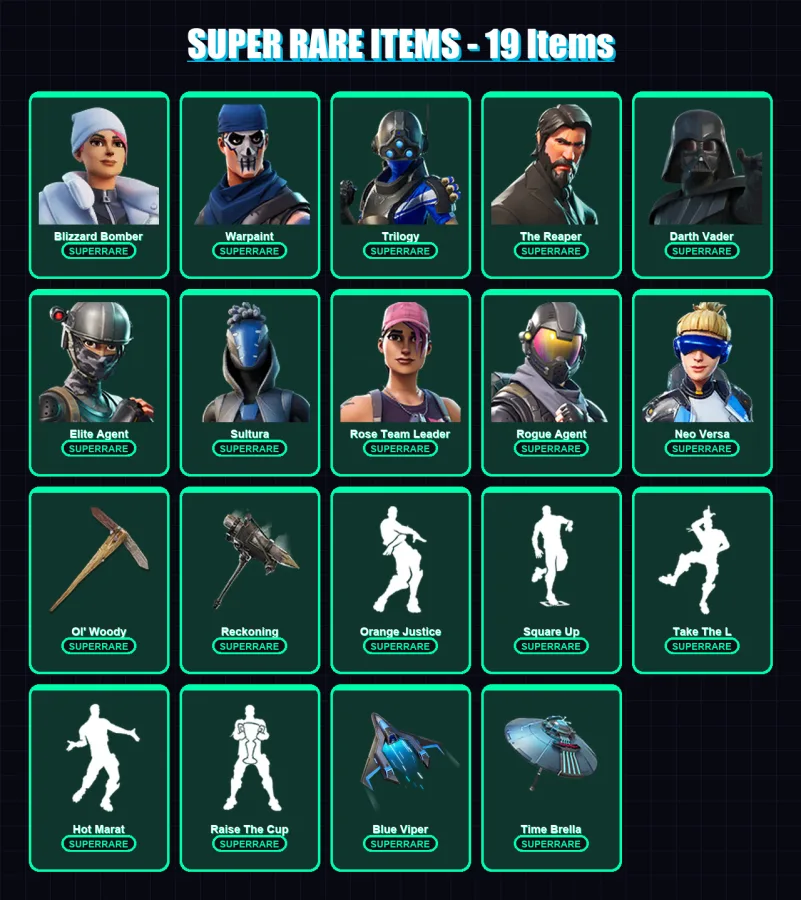 [PC/XBOX/PSN] | Blizzard Bomber | Warpaint | Trilogy | The Reaper | Darth Vader | 217 skin | 206 pickaxe | 196 emote | 194 glider | Lv3129 — Fortnite account