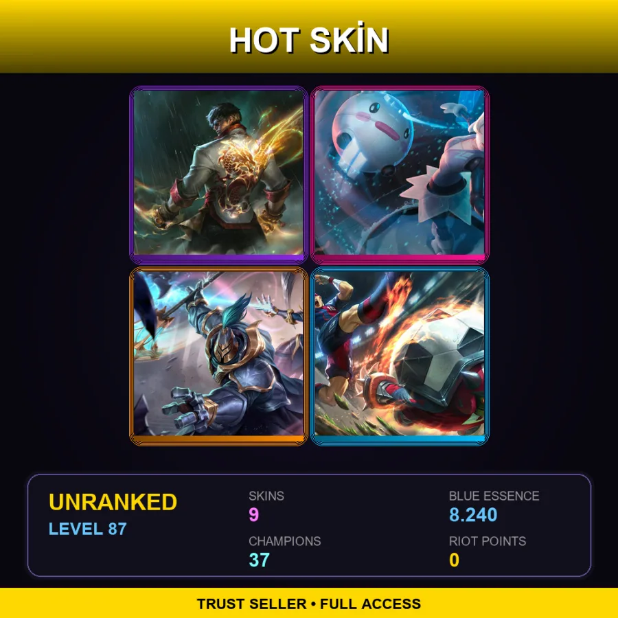 LAN | Lv87 | Unranked | 9 Skin | 37 Champ