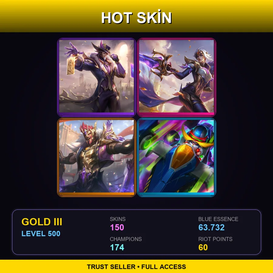 LAS | Lv500 | Gold III | 150 Skin | 174 Champ